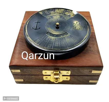 Antique style Brass Calendar 100 Yrs Paper Weight with wood box Gift