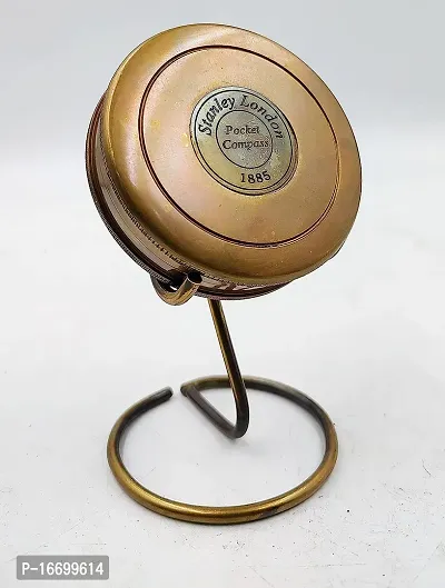 Brass Poem Compass Nautical 3 with Display Stand Collectible Desktop Decorative