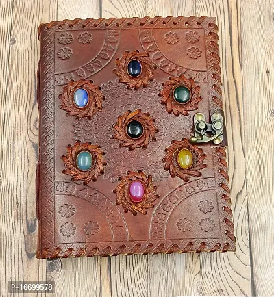 7 Stone Chakra Embossed Handmade Leather Journal Notebook diary Spell Book Gift C Lock Book Celtic Design Sketchbook Blank Journal