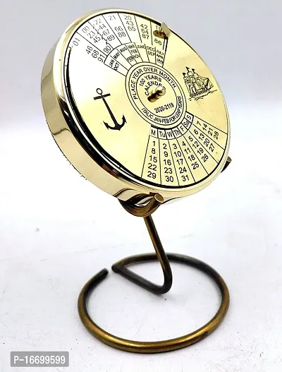 Brass Calendar Collectible 100Yrs Paper Weight Table Decor With Display stand Gift
