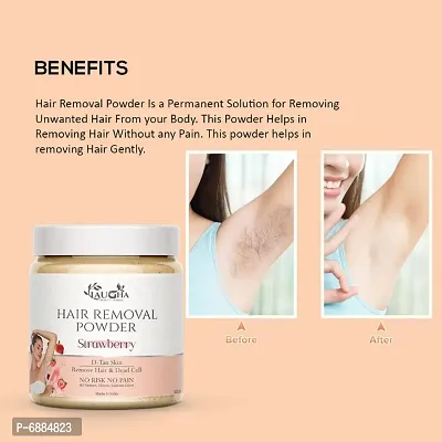 Laugha Hair Removal Powder (Stawberry Fragrance ) For Underarms, Hand, Legs  Bikini Line For Easy Hair Removal No Risk No Pain) Men  Women 200 gm-thumb3