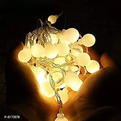 Milky Ball String Lights 14 Led (Plug-in) Decorative Lights for Diwali, Christmas, Party and Wedding Events (Warm White)(14 Led)-thumb0