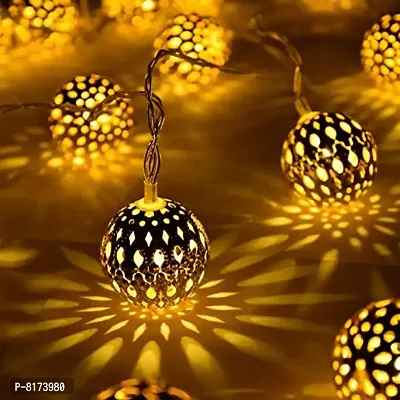 16 Led Small Ball Shape Golden Metal String Light Plug-in Mode with Rice Metal Fairy Lights for Home Decorati