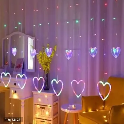 Shop Code 138 LED Heart Shape Curtain String Lights with 8 Flashing Modes Diwali Decorati-thumb0