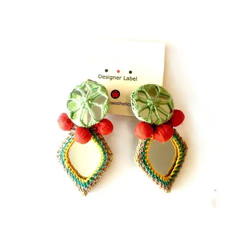 Handmade Mirror Work Fbric Potli Earring