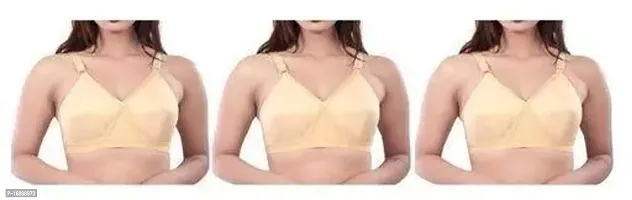 Stylish Beige Cotton Solid Bras For Women Pack Of 3-thumb0