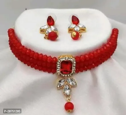Attractive American dimond necklace design jewellery set Red colour-thumb0