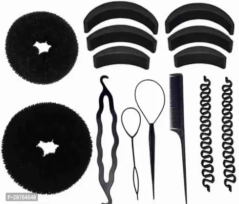 Attractive Hair Accessory Set Hair Styling Tools Bun Maker Combo Offer 2k set Black-Combo-thumb0