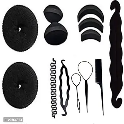 Attractive Hair Accessory Set Hair Styling Tools Bun Maker Combo Offer Black combo 13