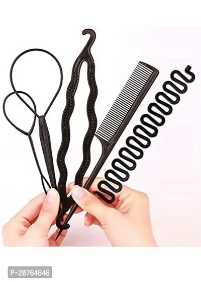 Attractive Hair Accessory Set Hair Styling 5pc juda Maker toos Combo Offer Black-Combo