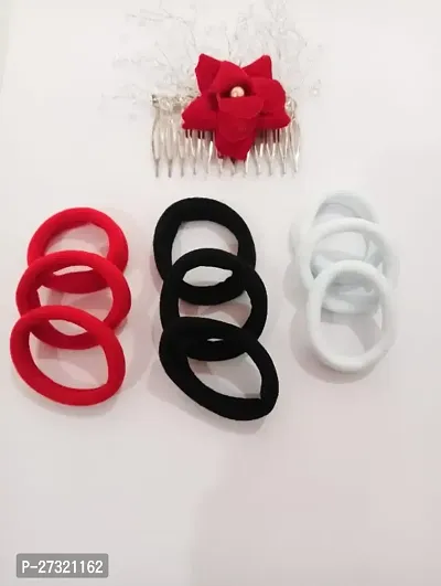 Trendy rose flower comb with 10 pcs hair rubber