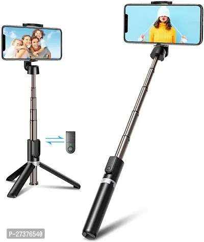 Extendable Selfie Stick with Wireless Remote and Tripod Stand, Portable, Lightweight, Compatible-thumb0