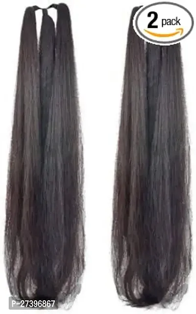 Women's Thick Nylon Hair Extension, 24 Inch (Black) Set of 2