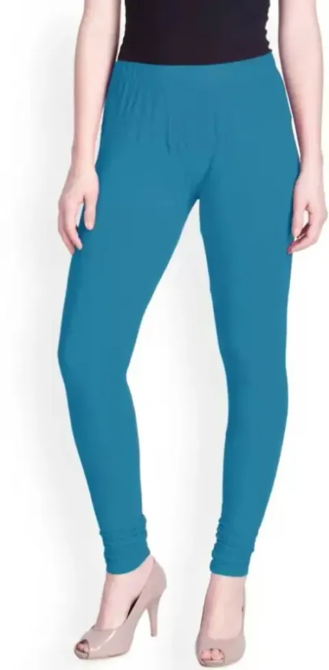 Stylish Cotton Spandex Solid Leggings For Women