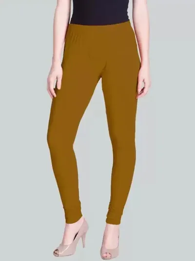 Lycra Churidar Ethnic Wear Legging (Yellow Gold, Solid)