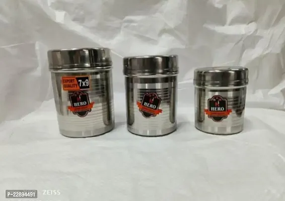 Stainless steel jar vertical Canister Ubha daba stronge containers  3pies/ size 350ml, 500ml ,750 ml-thumb2