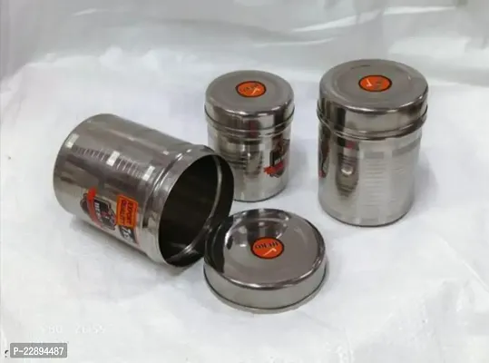 Stainless steel jar vertical Canister Ubha daba stronge containers / ubha babba/ 3pies.  / size. 350ml. ,450ml. ,7550ml
