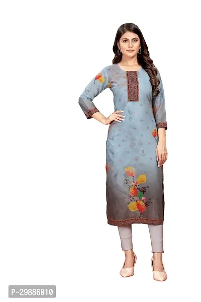 Stylish Cotton Blend Printed Calf Length Kurta