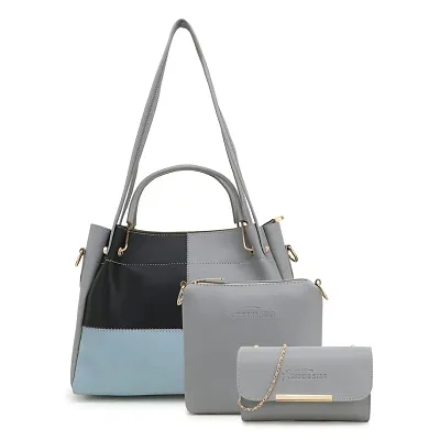 Women's Grey structured Leather Messenger Bag