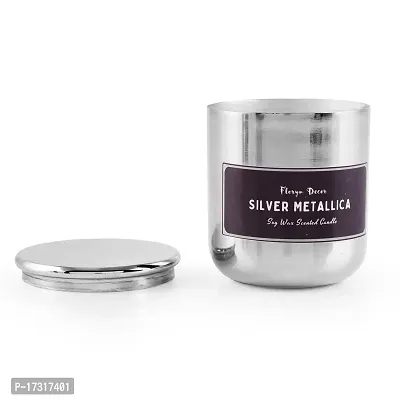 Floryn Decor Scented Metal Jar Soy Candle | Best Scented Metal Jar Candles | Metal Jar with Metal Lid | Each Burning Time- 24 Hours (Silver)-thumb5