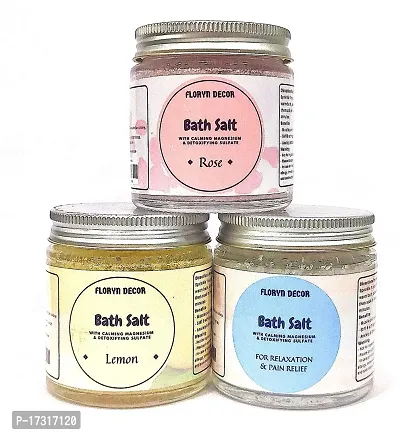 Floryn Decor? Bath Salt for Body  Foot Spa, Calming, Relaxing, Muscle Pain Relief, Aromatherapy with 100% Pure  Natural Sea Salt | Epsom salt for bath | Scent- Rose,100gm-thumb3