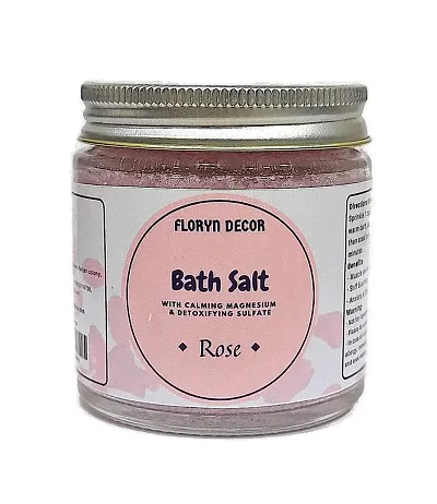 Floryn Decor? Bath Salt for Body & Foot Spa, Calming, Relaxing, Muscle Pain Relief, Aromatherapy with 100% Pure & Natural Sea Salt | Epsom salt for bath | Scent- Rose,100gm