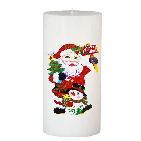 Floryn Decor? Printed Santa Claus Candle | Christmas Pillar Candle | Candle for Christmas | 3 * 6 Inch Unscented Christmas Candle