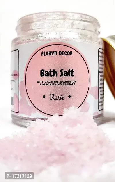 Floryn Decor? Bath Salt for Body  Foot Spa, Calming, Relaxing, Muscle Pain Relief, Aromatherapy with 100% Pure  Natural Sea Salt | Epsom salt for bath | Scent- Rose,100gm-thumb2