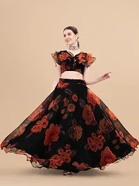 Trendy Black Organza Lehenga Choli With Dupatta Set For Women-thumb2