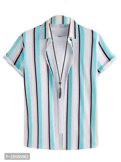 Elegant Lycra Striped Short Sleeves Casual Shirts For Men