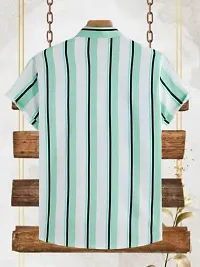 Elegant Lycra Striped Short Sleeves Casual Shirts For Men-thumb1