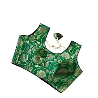 KANBAI FASHION Women's |Readymade Jaquard with Embroidered Work Stiched Blouse.(Green) Size :- 40-thumb1