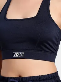 WEARJUKEBOX Sports Bra for Women, Medium-High Support Criss-Cross Back Strappy Padded Sports Bras Supportive for Yoga Cycling Running Gym Workout TopsJUKE-W-165-NAVY-XXL-thumb4