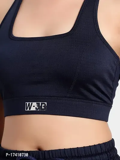 WEARJUKEBOX Sports Bra for Women, Medium-High Support Criss-Cross Back Strappy Padded Sports Bras Supportive for Yoga Cycling Running Gym Workout TopsJUKE-W-165-NAVY-XXL-thumb5