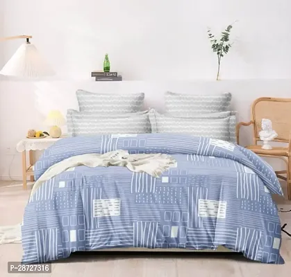 Classic Glace Cotton Printed Bedsheet with Pillow Covers-thumb0