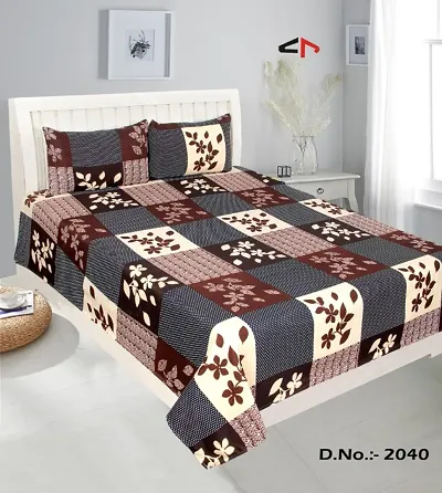 Vaastu Furnishings 144 TC Polycotton 3D Printed Double Bedsheet with 2 Pillow Covers (Multicolour, Size 87 x 87 Inch)