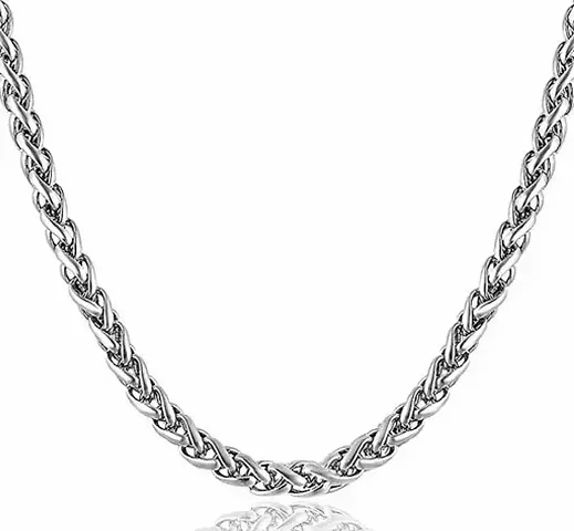 STUDIOMIXER Stainless Steel Valentine Long Chain Platinum Necklace Silver Chain for Men & Boys Stylish