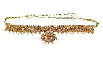 Nagneshi Art Gold-Plated Stone Studded White Moti Kamarband Belly-Chain Tagdi for Women-thumb1