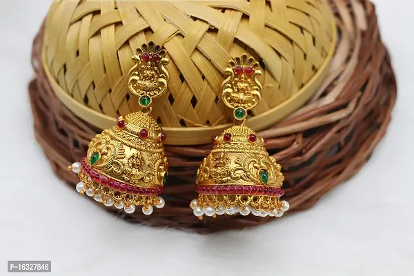 Gold Plated Antique design Jhumki Earrings for Women and Girls