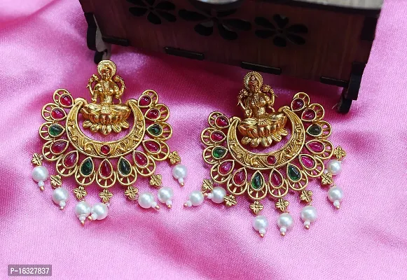 Gold Plated Antique Luxmi Chandbali Earrings for Women and Girls-thumb2