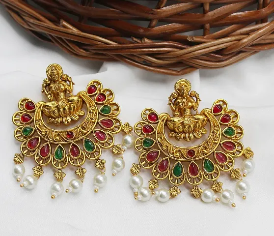 Plated Luxmi Chandbali Earrings for Women and Girls