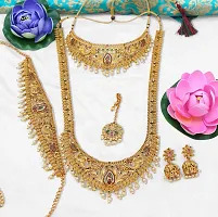 Nagneshi Art Gold Plated Matte Finish Necklace, Kamarband, Jhumki Earring and Maang tikka set for Women-thumb1