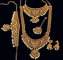 Nagneshi Art Gold Plated Matte Finish Necklace, Kamarband and Jhumki Earring set for Women-thumb2