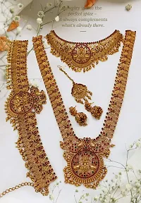 Nagneshi Art Gold Plated Matte Finish Necklace,Maang tikka,Kamarband and Jhumki Earring set for Women-thumb2