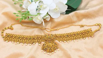 Nagneshi Art Gold-Plated Stone Studded White Moti Kamarband Belly-Chain Tagdi for Women-thumb3