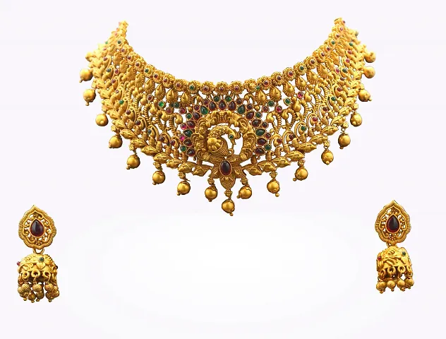 Gold Plated Allloy Pearl Temple Jewellery Sets