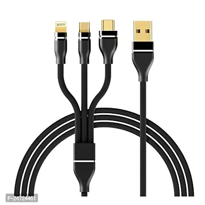 3-in-1 Cable for Sam-Sung Galaxy Tab S6 Lite 2022 LTE USB Cable | High Speed Rapid Fast Turbo Android  Tablets Car Mobile Cable with Micro/Type-C/iPh USB Multi Charging Cable (3 Amp, GM3)-thumb0