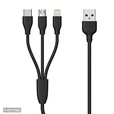 ShopMagics 3-in-1 Cable for Meizu M6T USB Cable | High Speed Rapid Fast Turbo Android  Tablets Car Mobile Cable With Micro/Type-C/iPh USB Multi Charging Cable (3 Amp, BM3)-thumb0