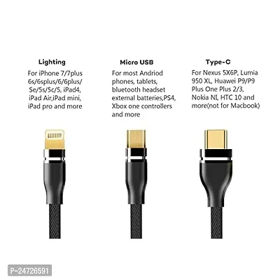 ShopMagics 3-in-1 Cable for TCL 30E / 30 E USB Cable | High Speed Rapid Fast Turbo Android  Tablets Car Mobile Cable With Micro/Type-C/iPh USB Multi Charging Cable (3 Amp, GM3)-thumb2