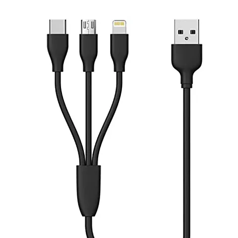 3-in-1 Cable for Vivo V23 / V 23 USB Cable | High Speed Rapid Fast Turbo Android & Tablets Car Mobile Cable With Micro/Type-C/iPh USB Multi Charging Cable (3 Amp, P1)